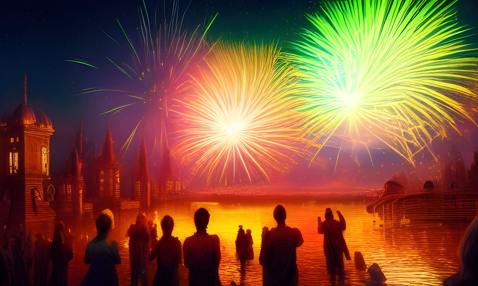 Radiant Fireworks Light Up New Year Sky