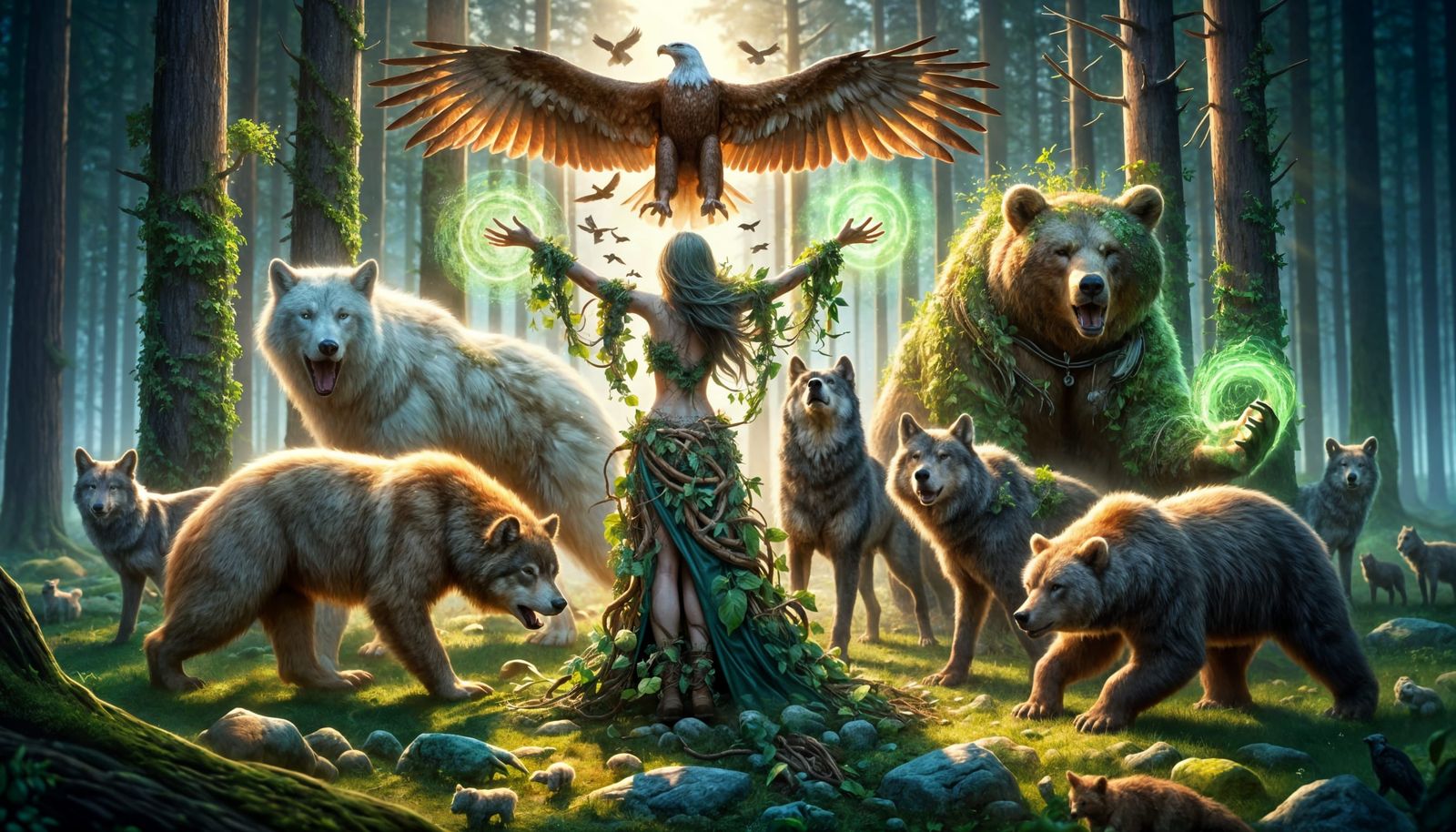 Druid Enchantress Amplifies Nature's Creatures with Magic