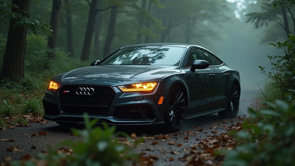 Sleek Panther Camouflaged Audi Car in Cinematic Style