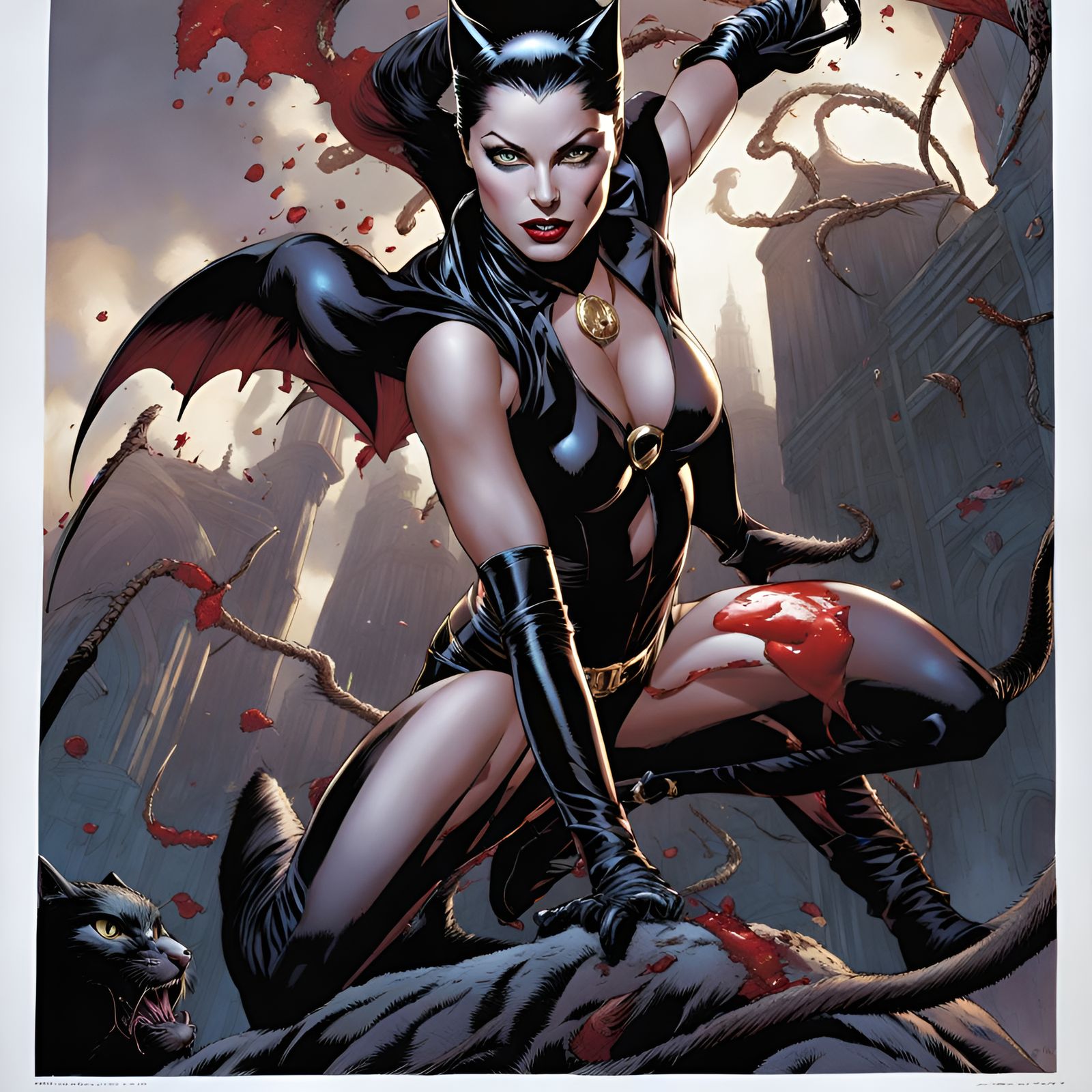 Catwoman Strikes with Vengeance: Comic Book Art