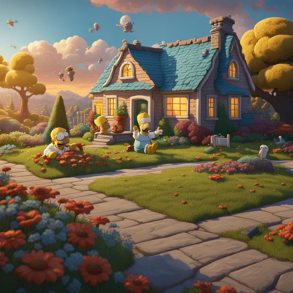 Homer Simpson Sleeps on Snoopy's House