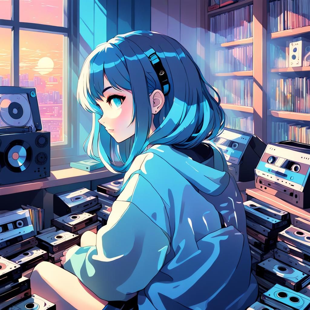 Lofi Anime Girl Portrait in Manga Style