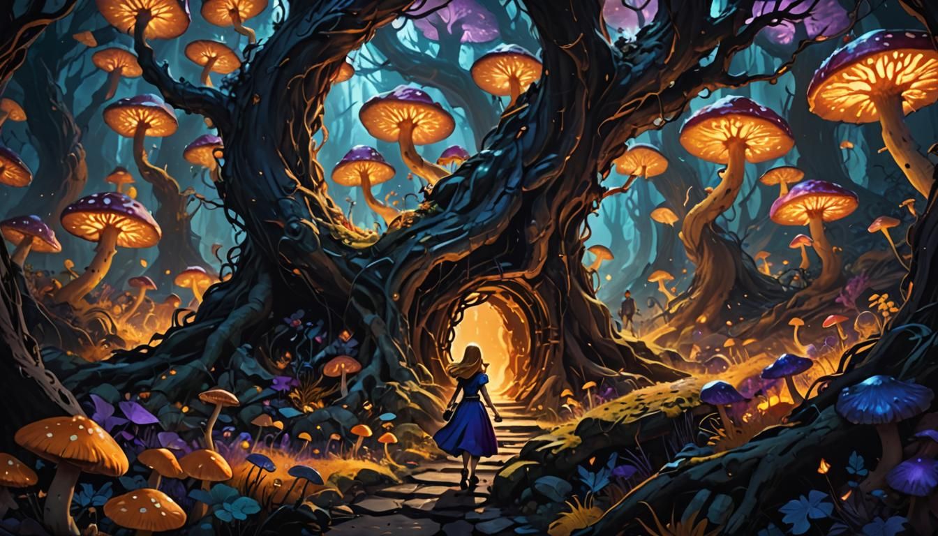 Alice's Dark Portal: A Fantasy Concept Art