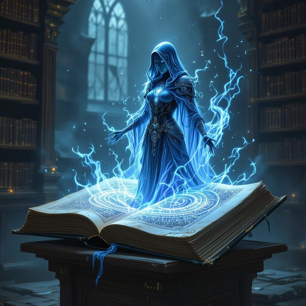 Mystic Tome with Spectral Rune Woman Rises