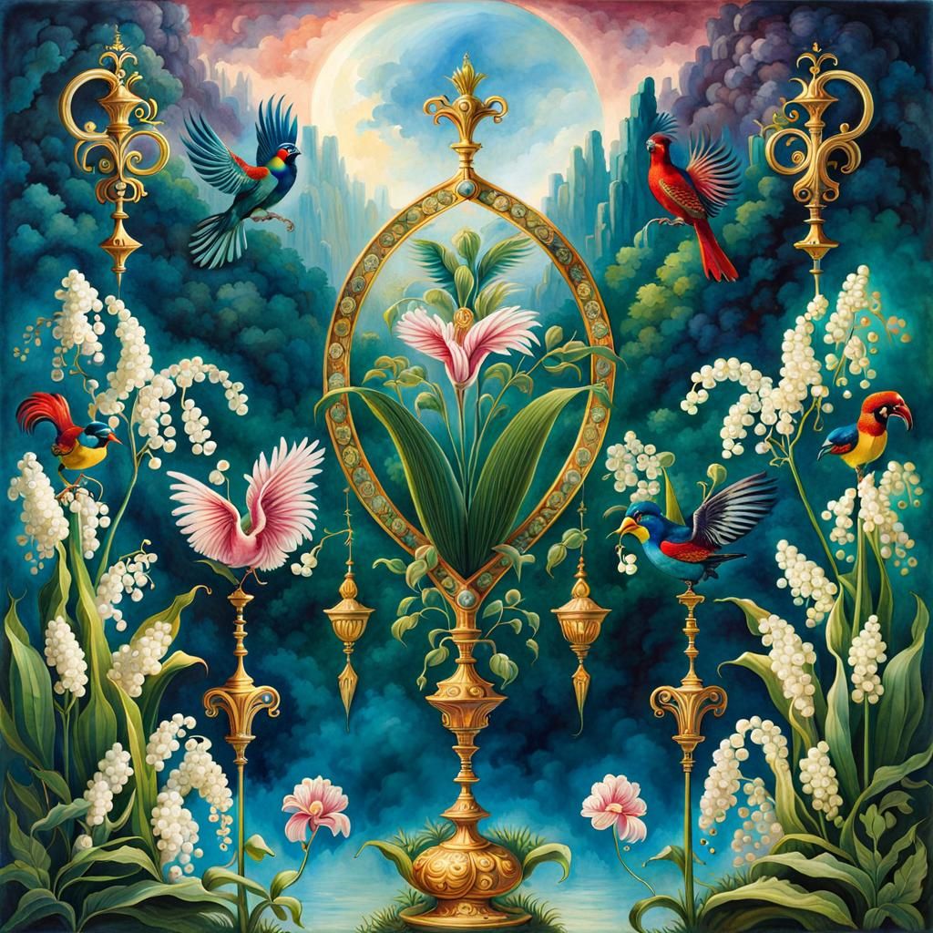 Magical Quetzal with Eternity Symbols Watercolor Painting