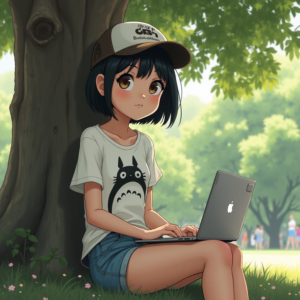 Hyper-Realistic Portrait of a Half Asian Teen Girl in a Whim...