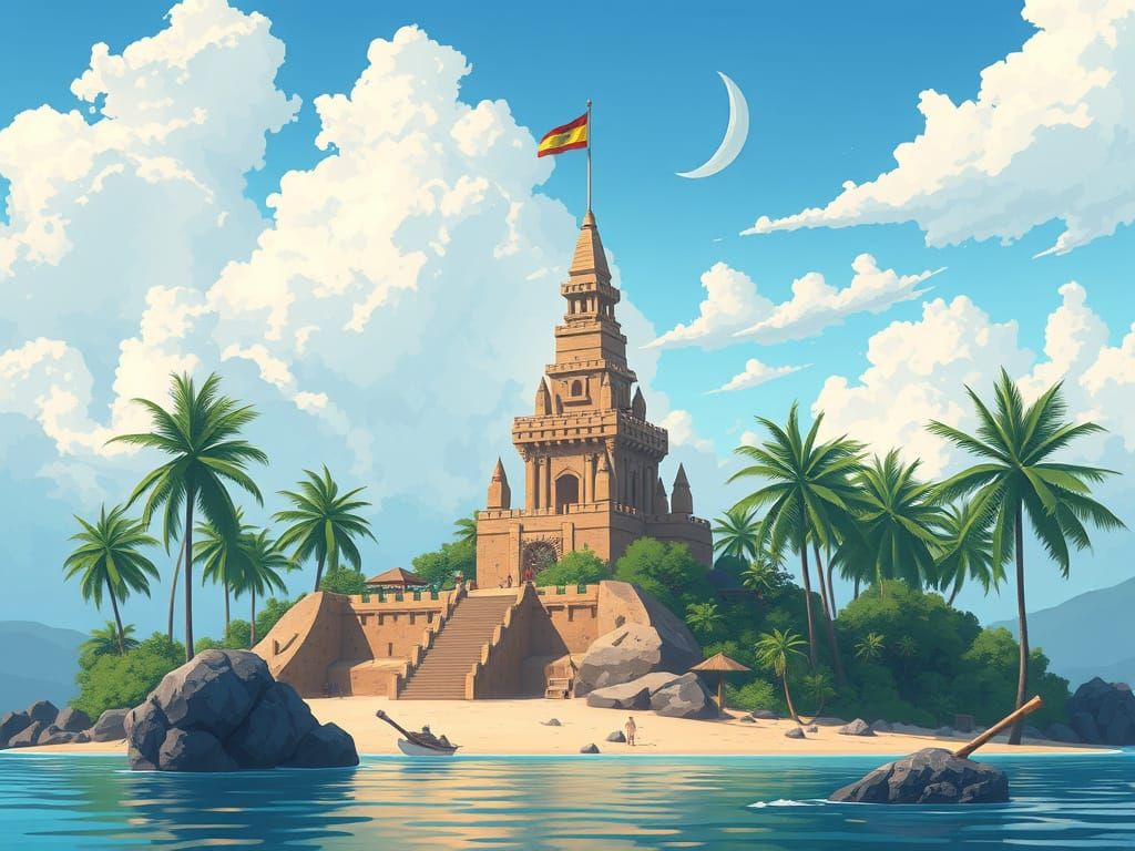 Manga-Inspired Tropical Sand Castle