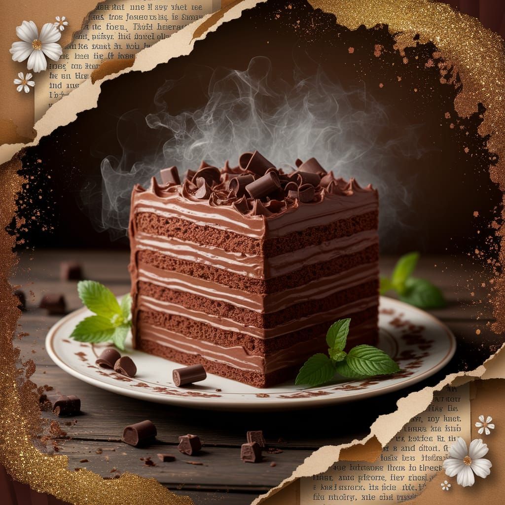 a slice of layered choclate cake