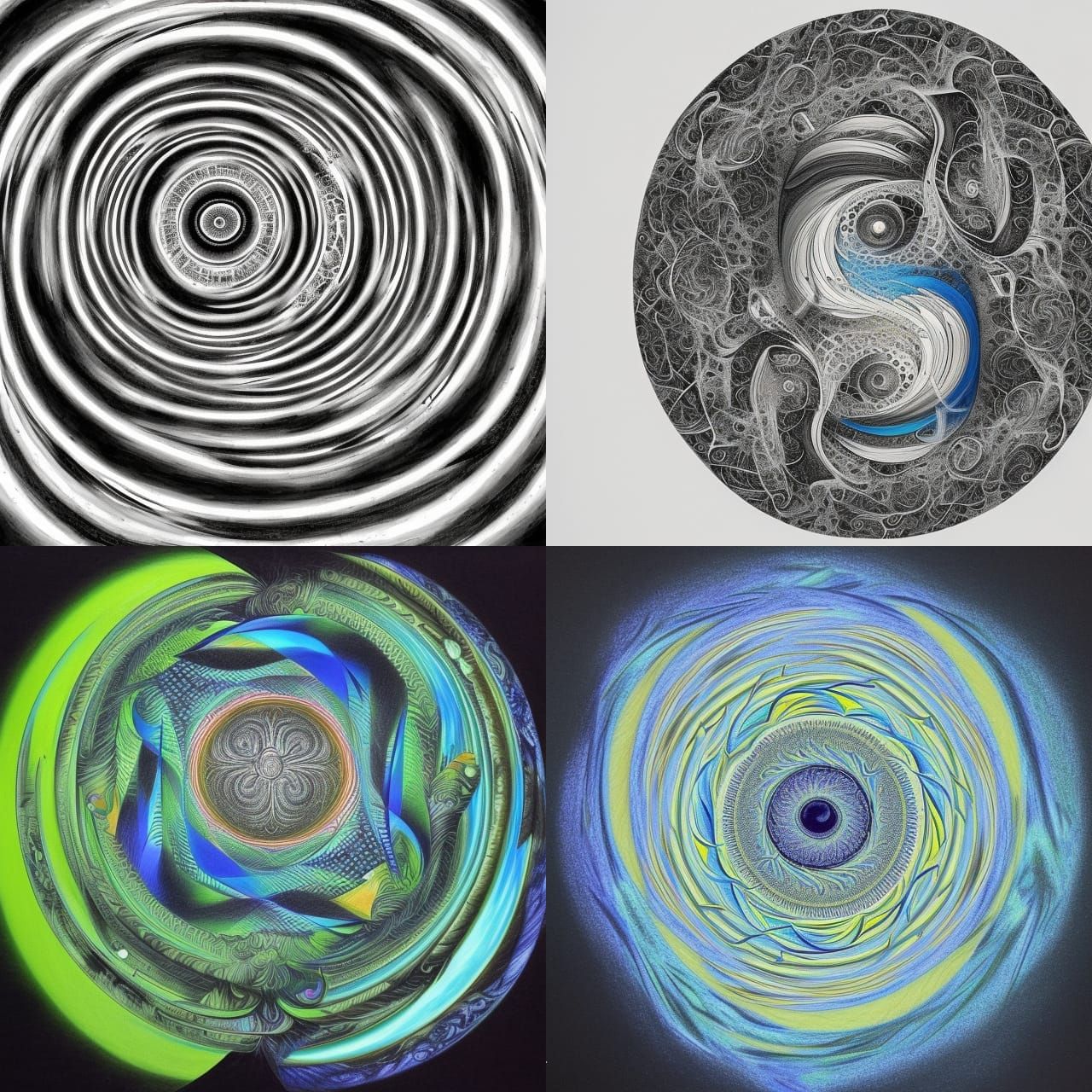 Surreal Fractal Yin Yang in Acid Art Style