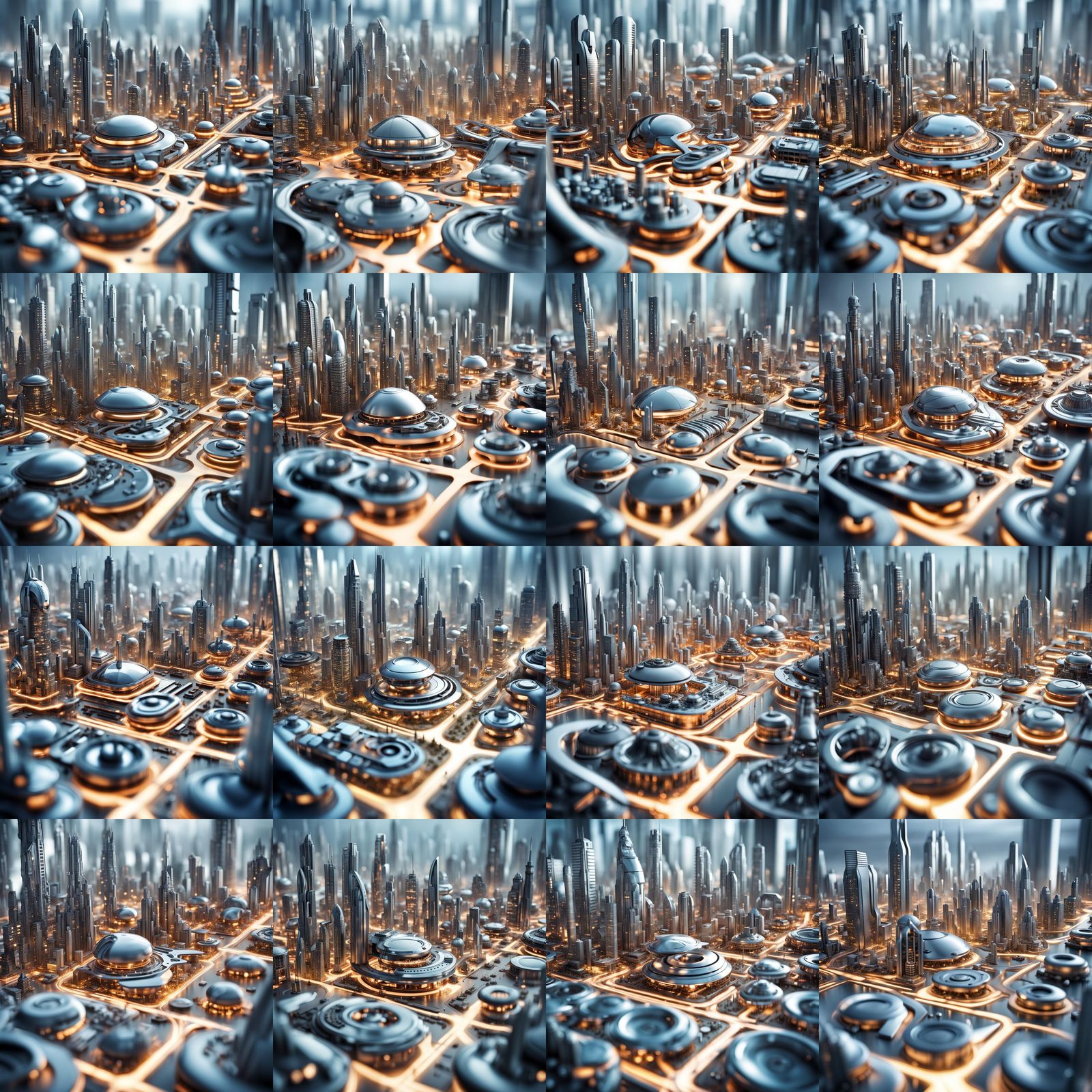 Futuristic City Made of Engine Parts