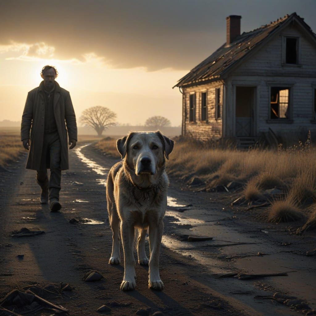 A Man's Hope Rekindled on a Desolate Ash-Filled Road