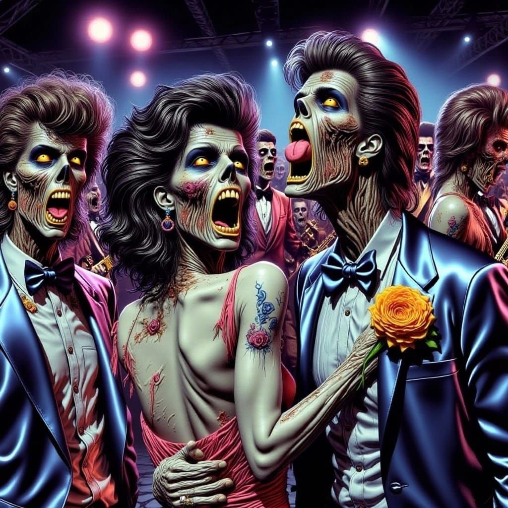 Zombie Prom Night 1980s Comic Book Style