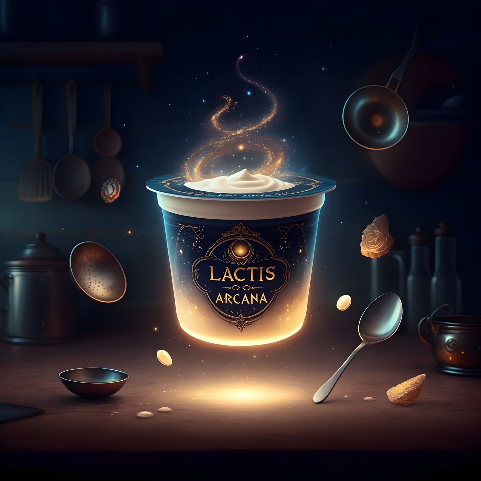 Mystical Yogurt Container in Ethereal Glow