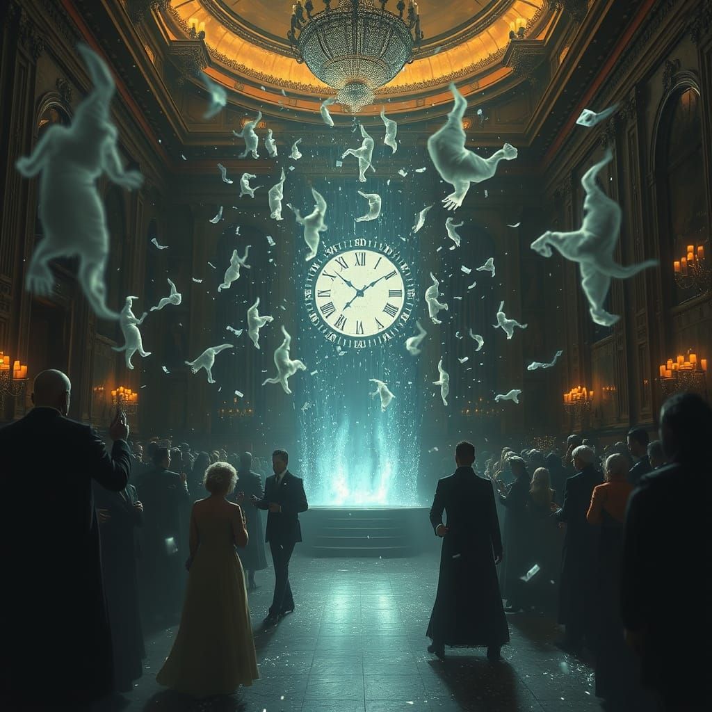 Eerie New Year's Ball with Ghostly Confetti