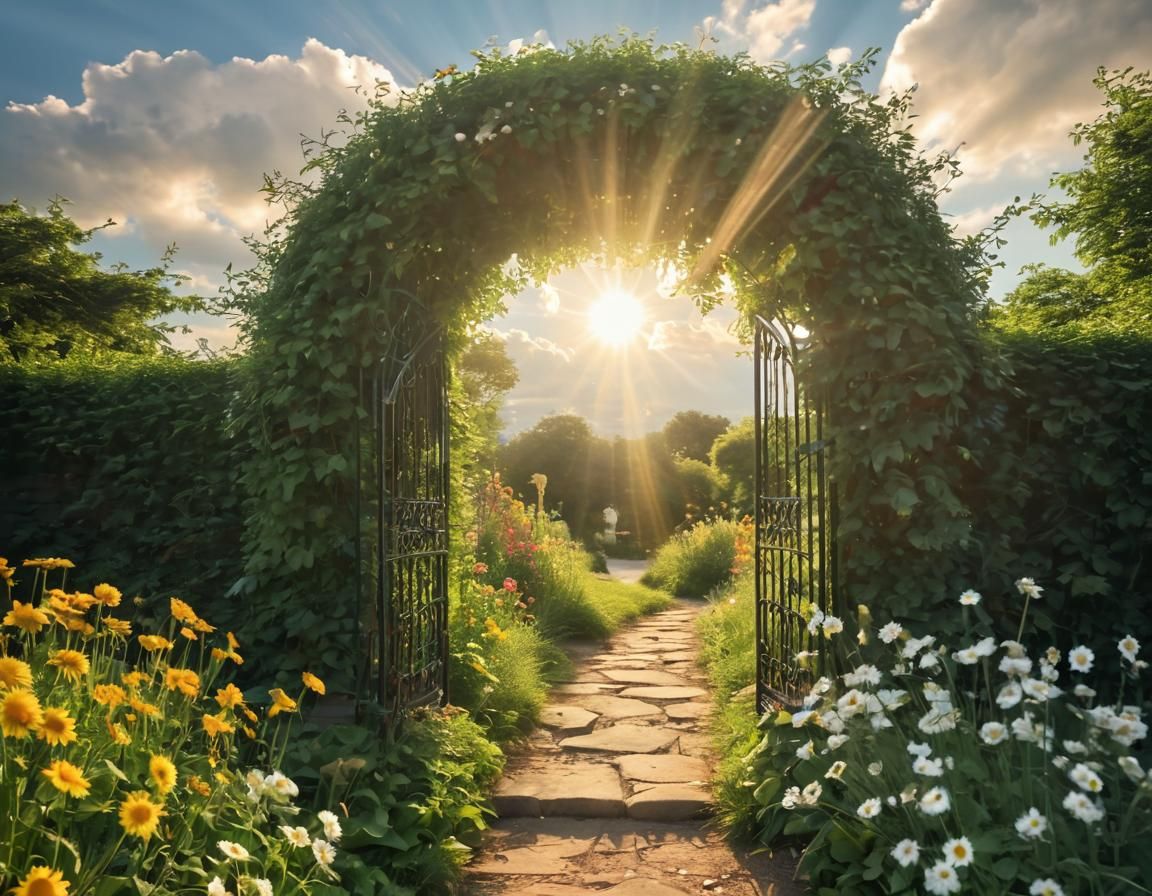 Secret Garden Gateway: Divine Sunshine in the Clouds