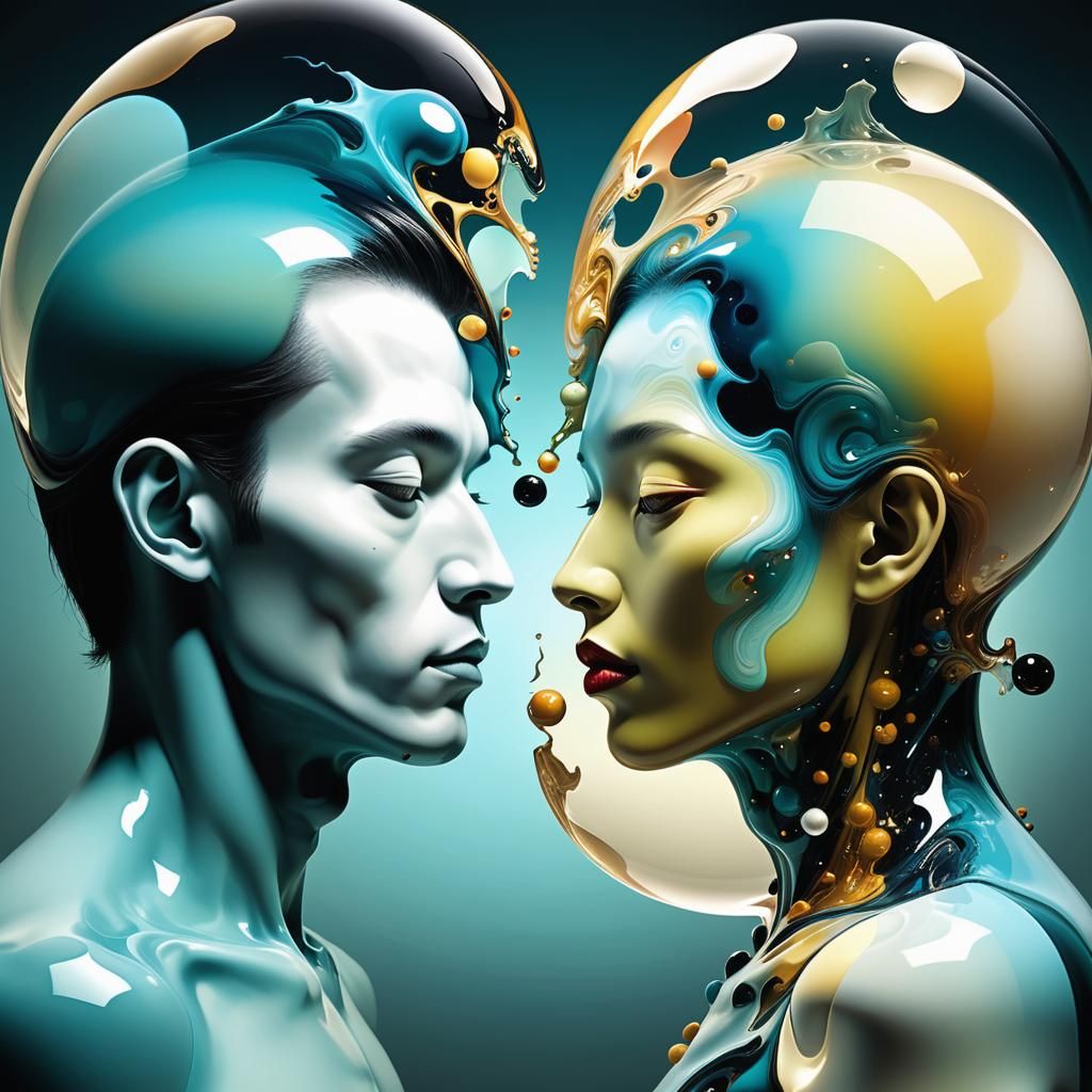 Yin-Yang Creature Beauty in Surrealist Digital Art