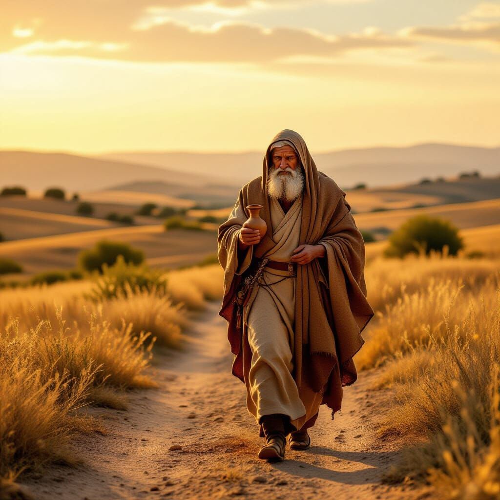 Prophet Samuel Walks to Bethlehem in Golden Light