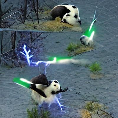 Cartoon Panda Unleashes Force Lightning