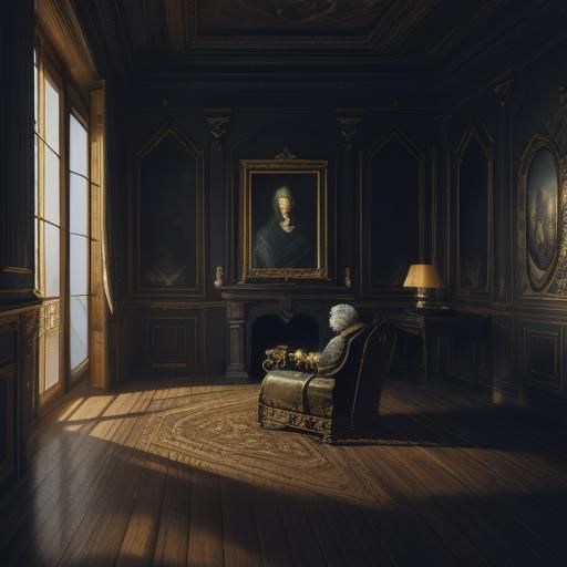 Nostradamus in Dimly Lit Chamber: Matte Painting