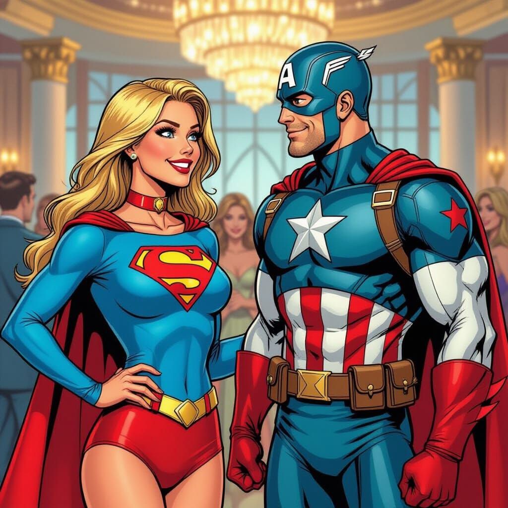 Supergirl and Captain America at Avengers Tower