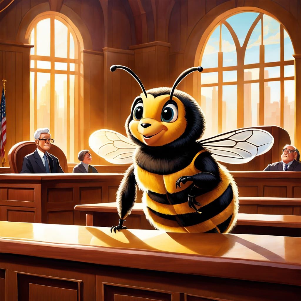 Anthropomorphic Honey Bee in Courtroom Delight