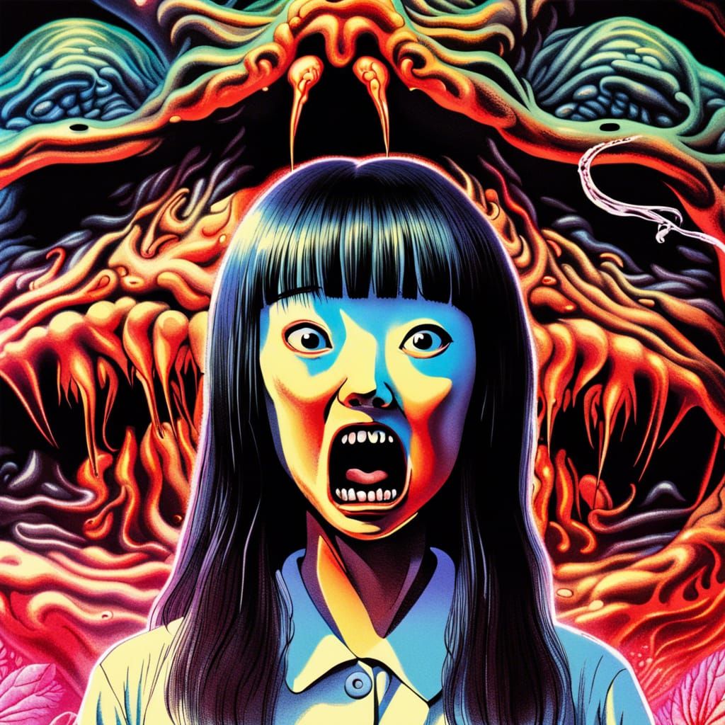 Terrifying Creature in Psychedelic Surrealist Style