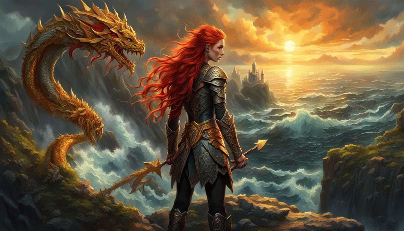 Elven Shieldmaiden and Apprentice Face the Storm