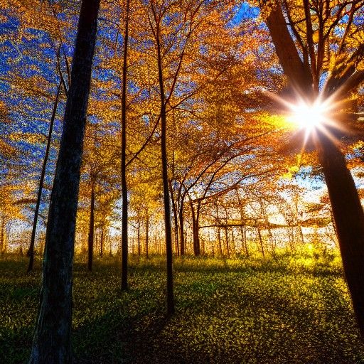 Glass Maple Trees Reflecting Sunset