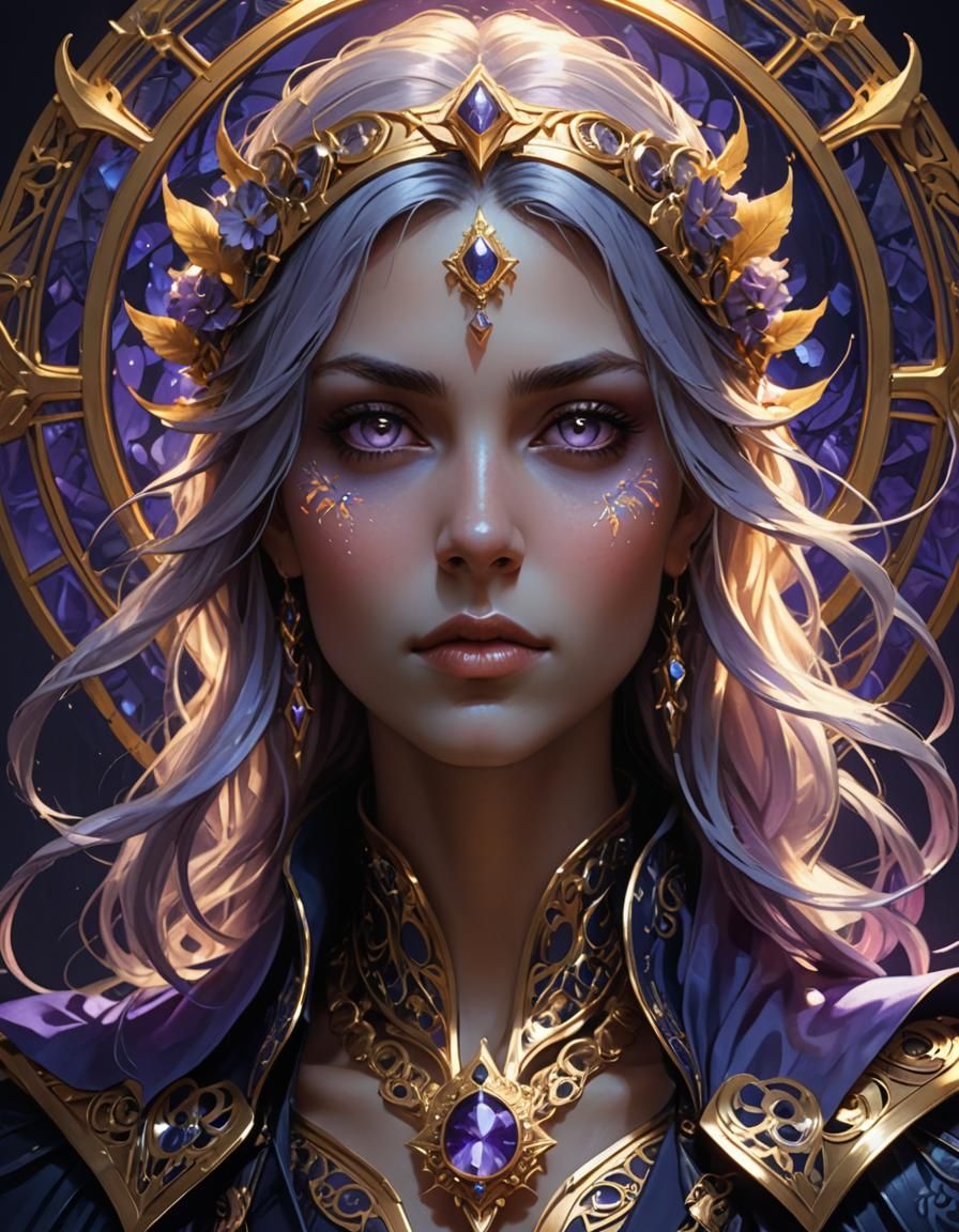 Nephalem Portrait with Glowing Eyes, Art Nouveau Style