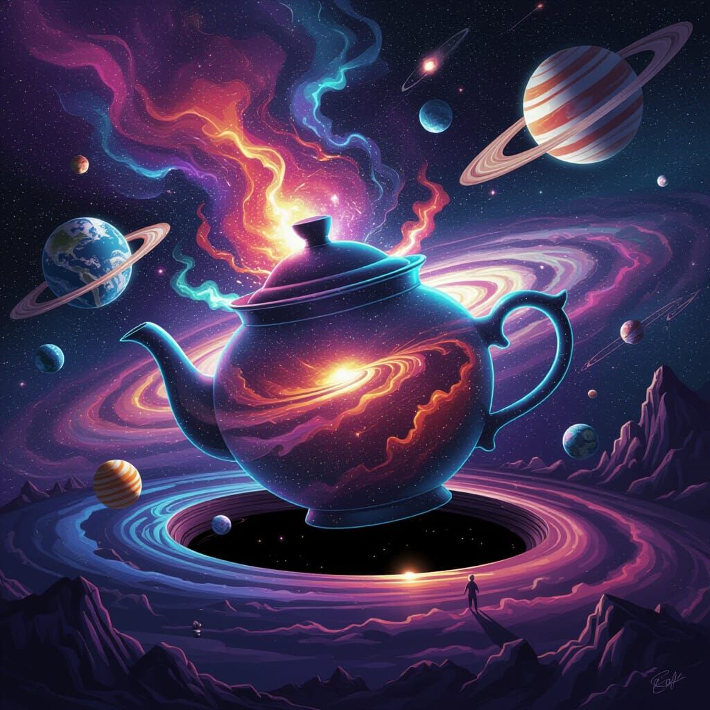 Cosmic Teapot Erupts From Black Hole