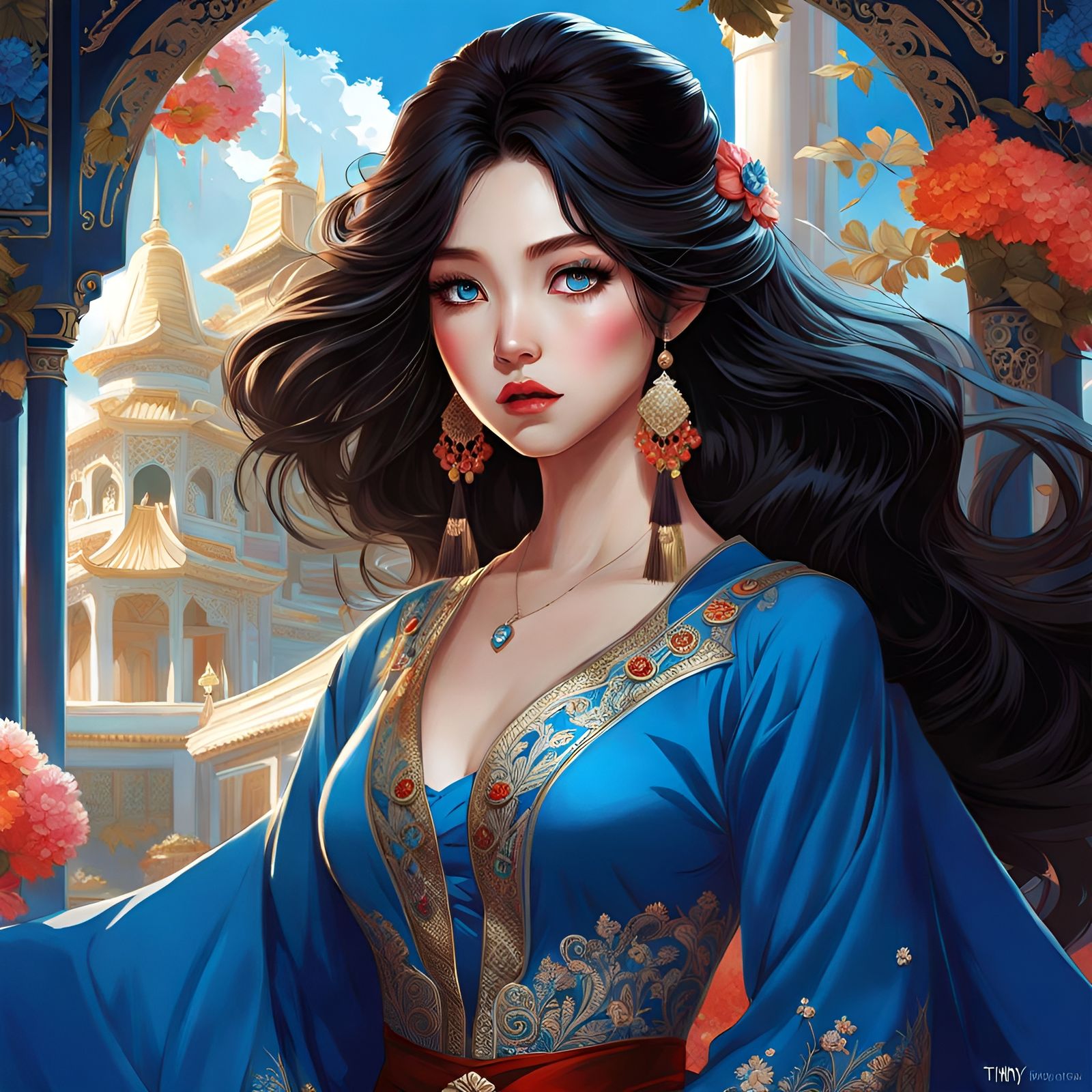 Fairytale Girl Portrait in Expressive Digital Art