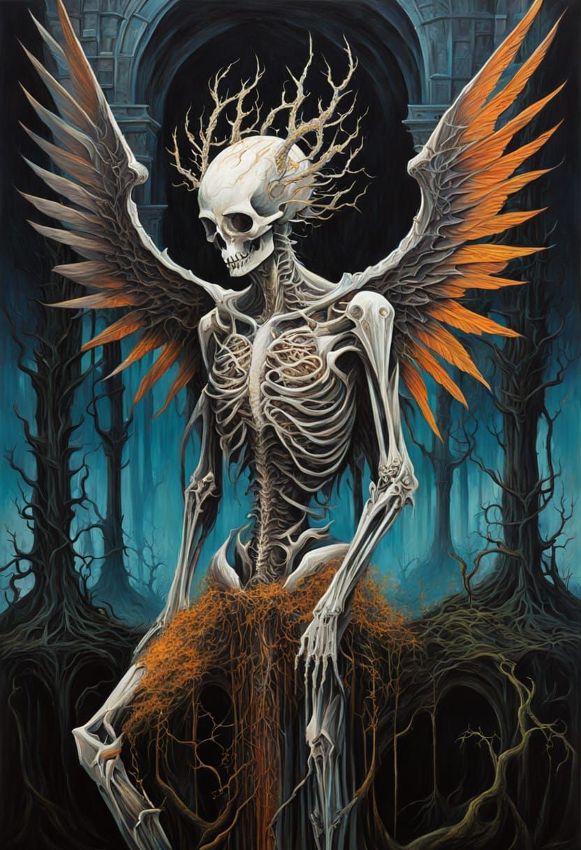 Gothic Angel in Bold Acrylic Artwork