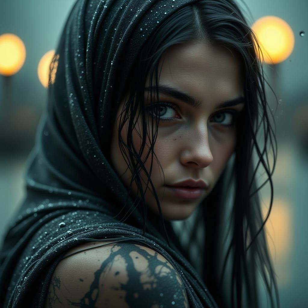 Mystical Harbor: Woman in Ethereal Light