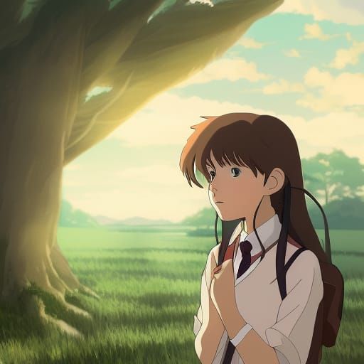 Hermionie Granger in Studio Ghibli Anime Style