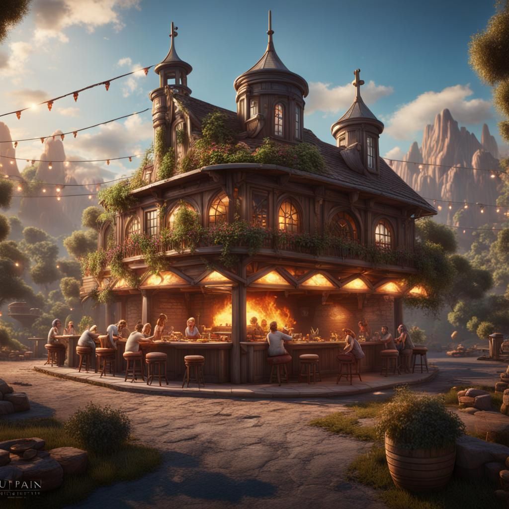 Utopian Barbecue with Family: Fantasy Concept Art