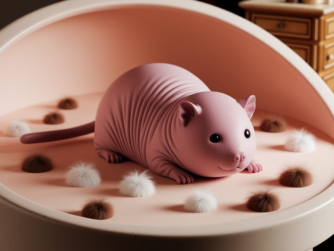 Hairless Tribble Surrounded by Fur: An AI Portrait