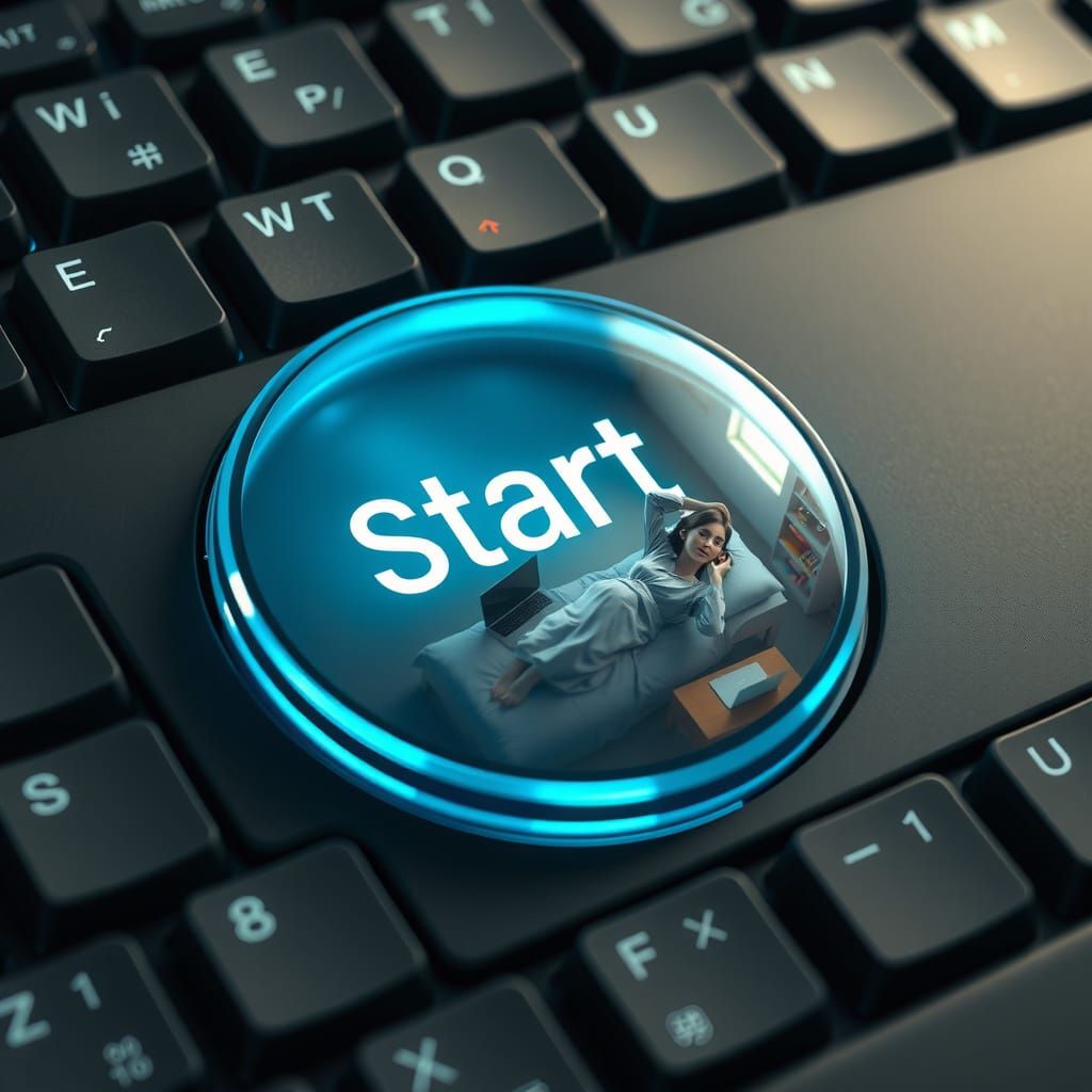 Surreal Keyboard with Miniature Room, Digital Art