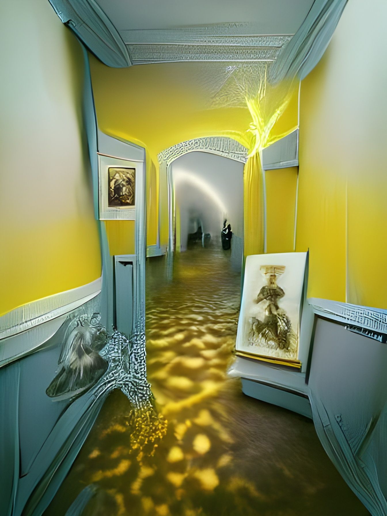Eerie Rococo Hallway in Surrealist Style