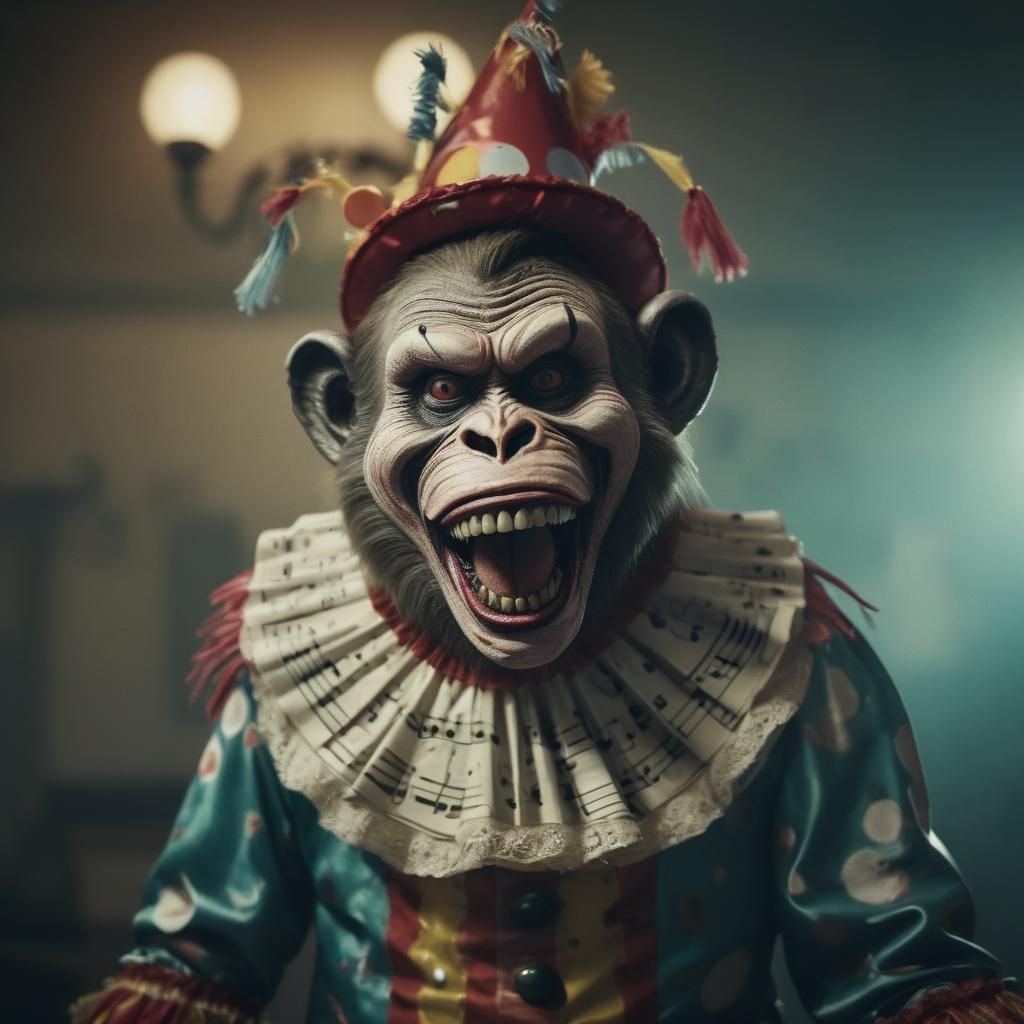 Cinematic Zombie Monkey Clown with Musical Costume