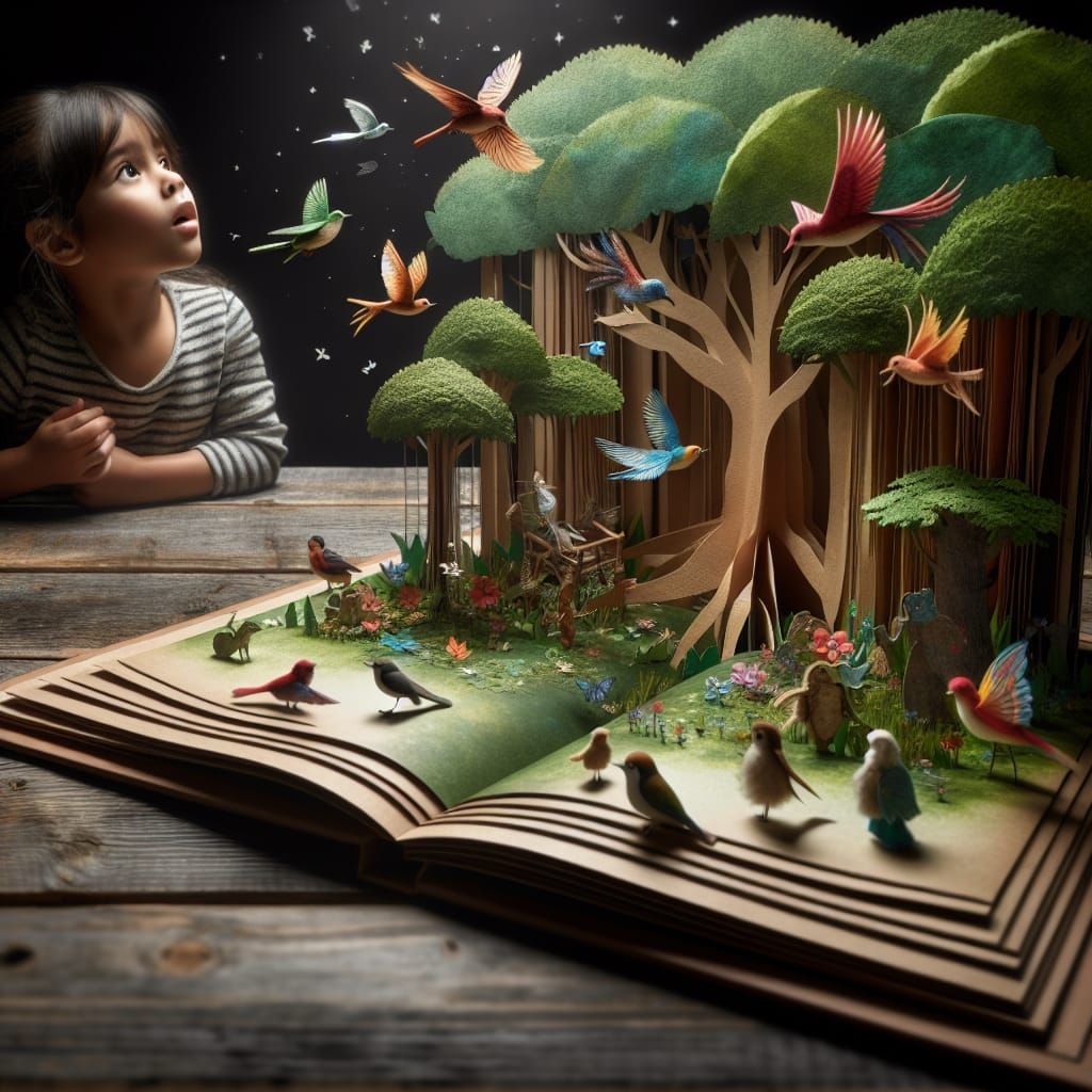 Enchanted Pop-Up Book Forest Scene