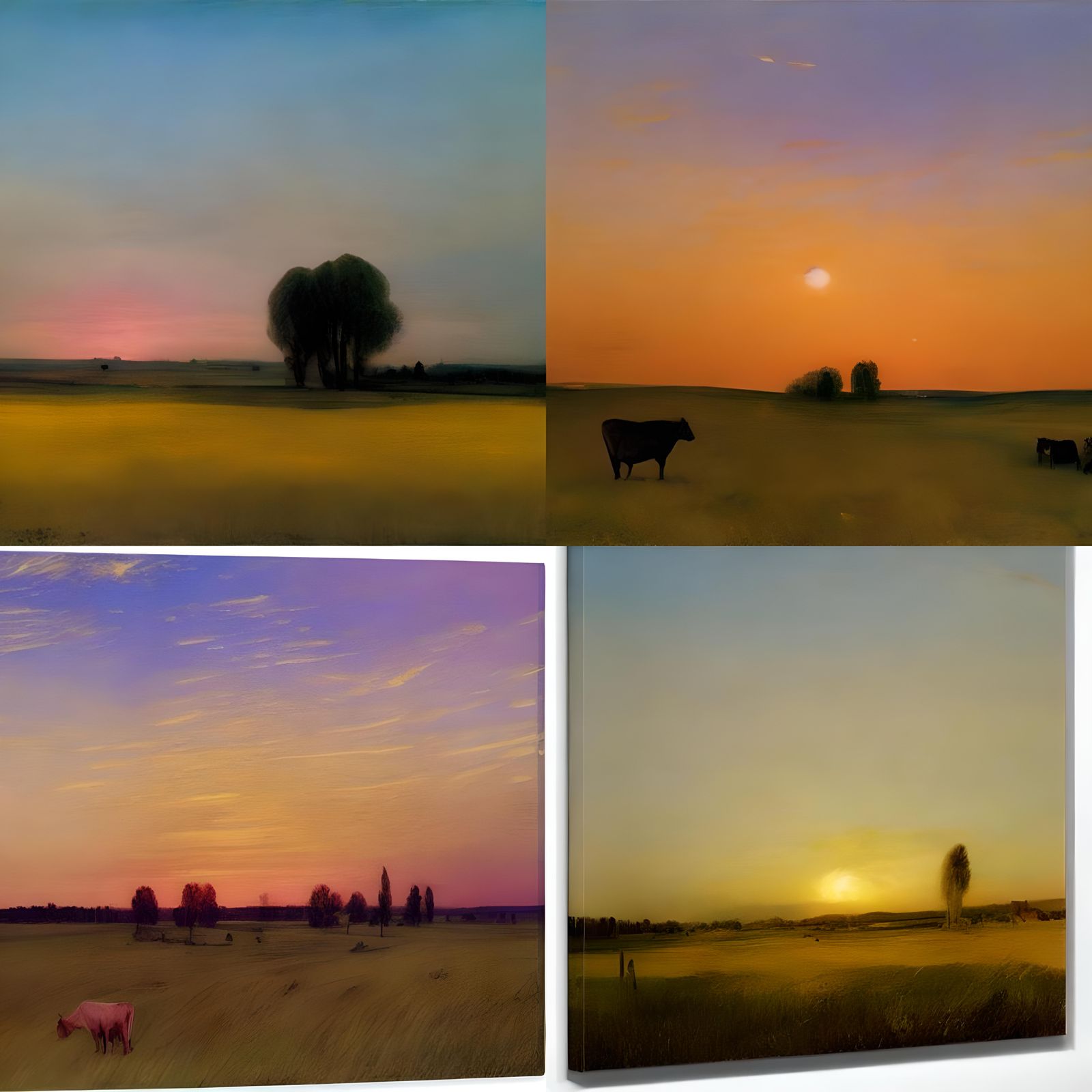 Iridescent Poplar Trees at Sunset: Impressionist Abstract Ar...