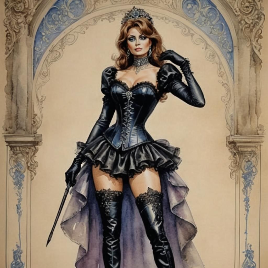 Sophia Loren Portrait in Art Nouveau Style