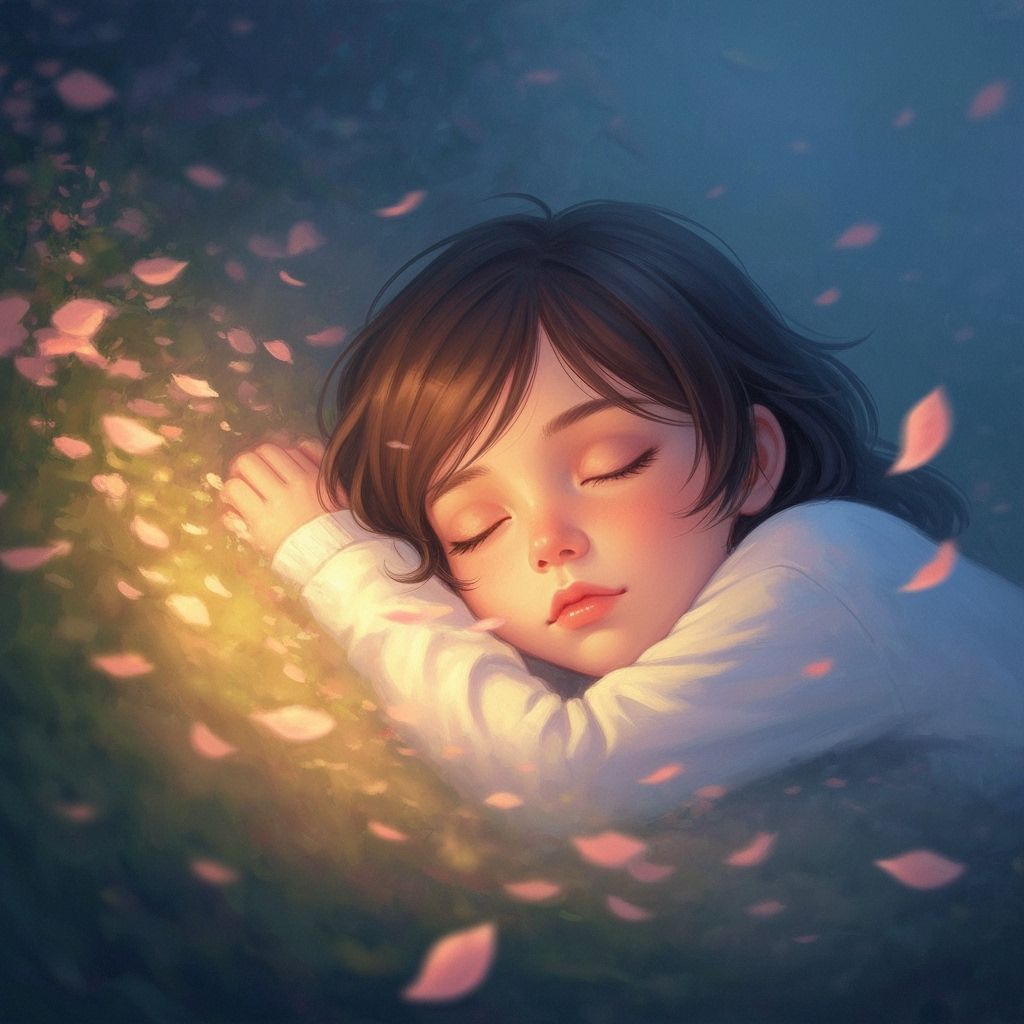 Adorable Bear Sleeping in Misty Garden Painting