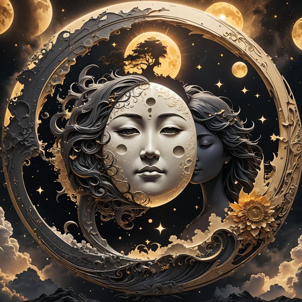 Yin and Yang Solar Eclipse Fantasy Art