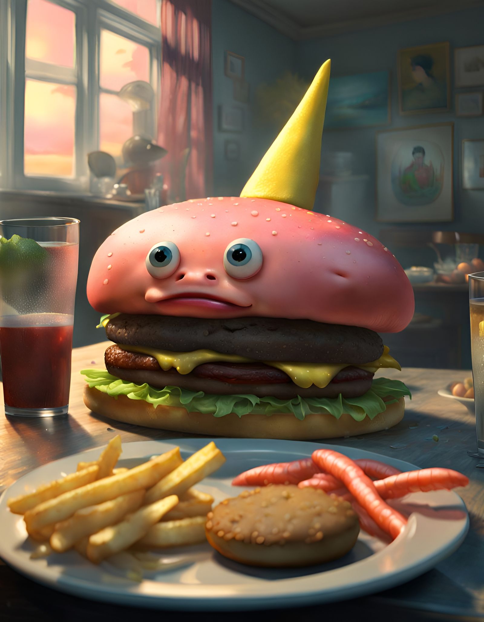 Blobfish Burger with Fries