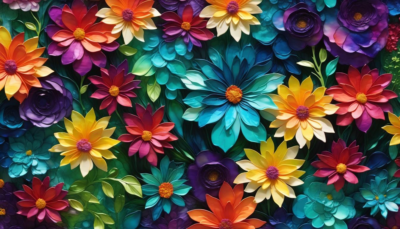 Lush Flower Garden in Vivid Colors