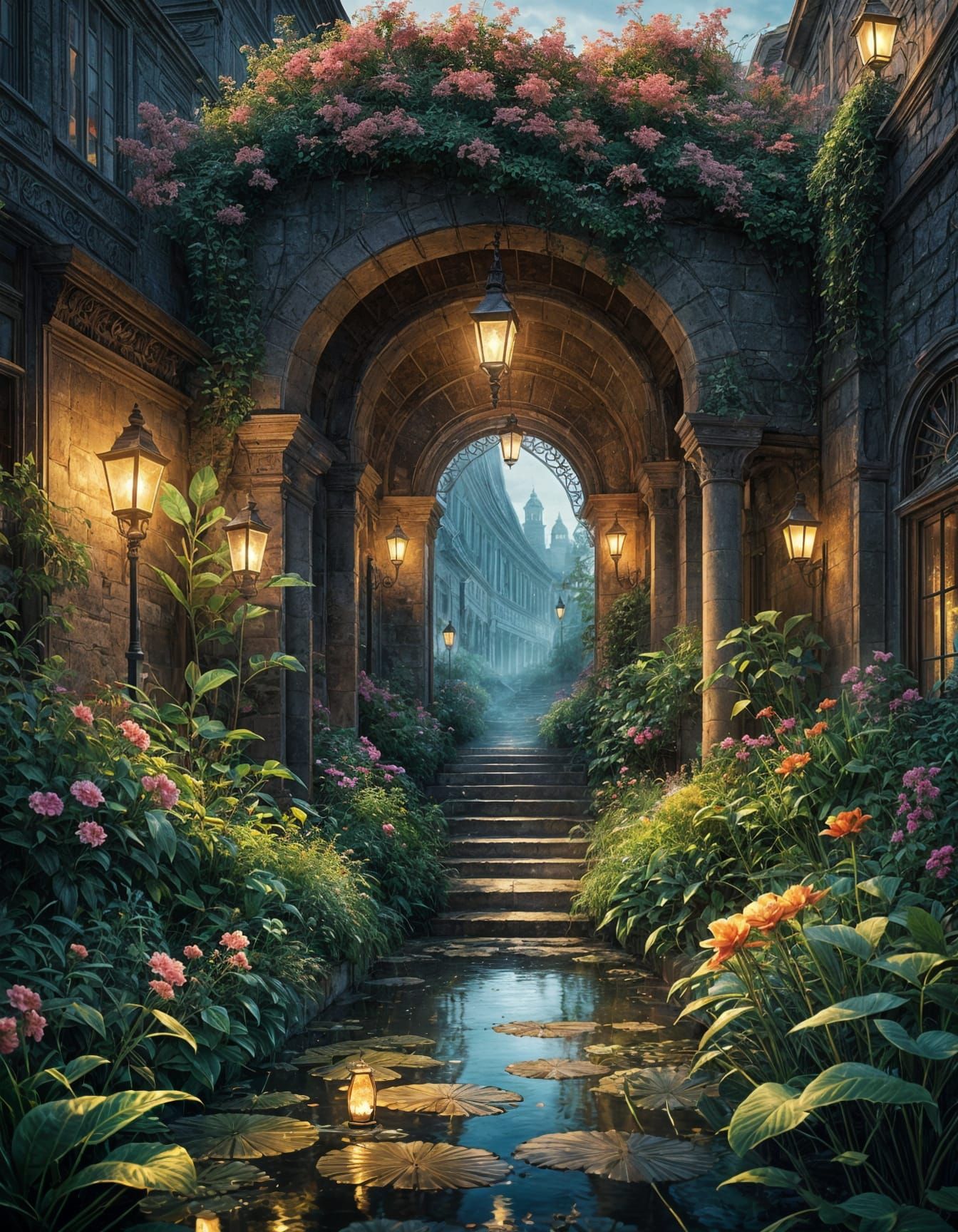 Painterly Water Lilies in Atmospheric Light