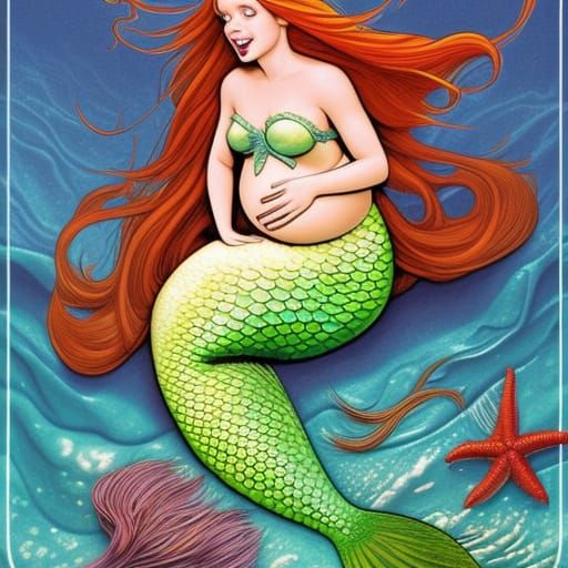 Pregnant Ariel: Comic Book Style Mermaid
