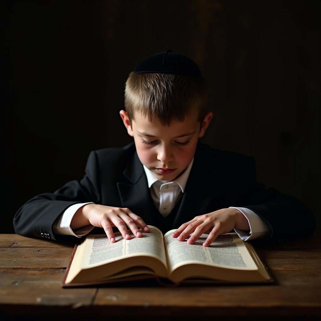 Young Scholar Studying Gemara in Soft Light