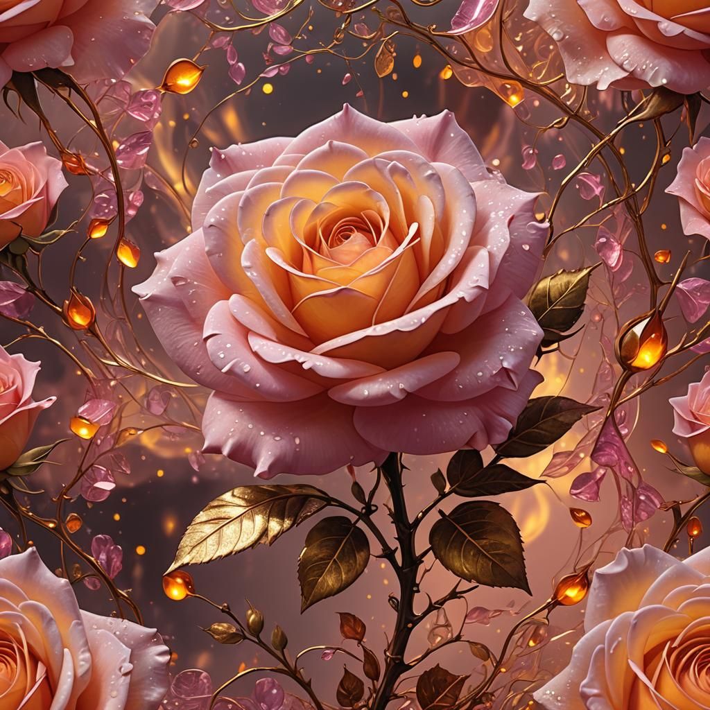 Rose Encased in Amber, Digital Matte Painting